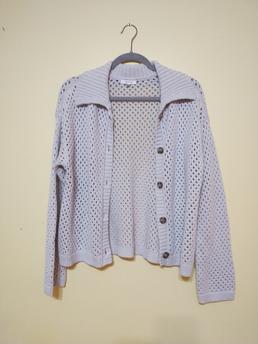 Maurices Open-Weave Cream Button Front Cardigan